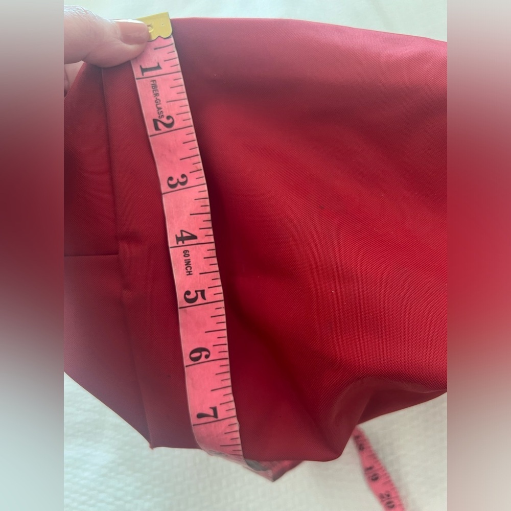 Longchamp Nylon Tote in Red with Brown Trim - Picture 16 of 16